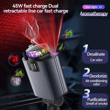 5 in 1 Retractable ( Fast ) Car Charger with Starlight & Aromatherapy