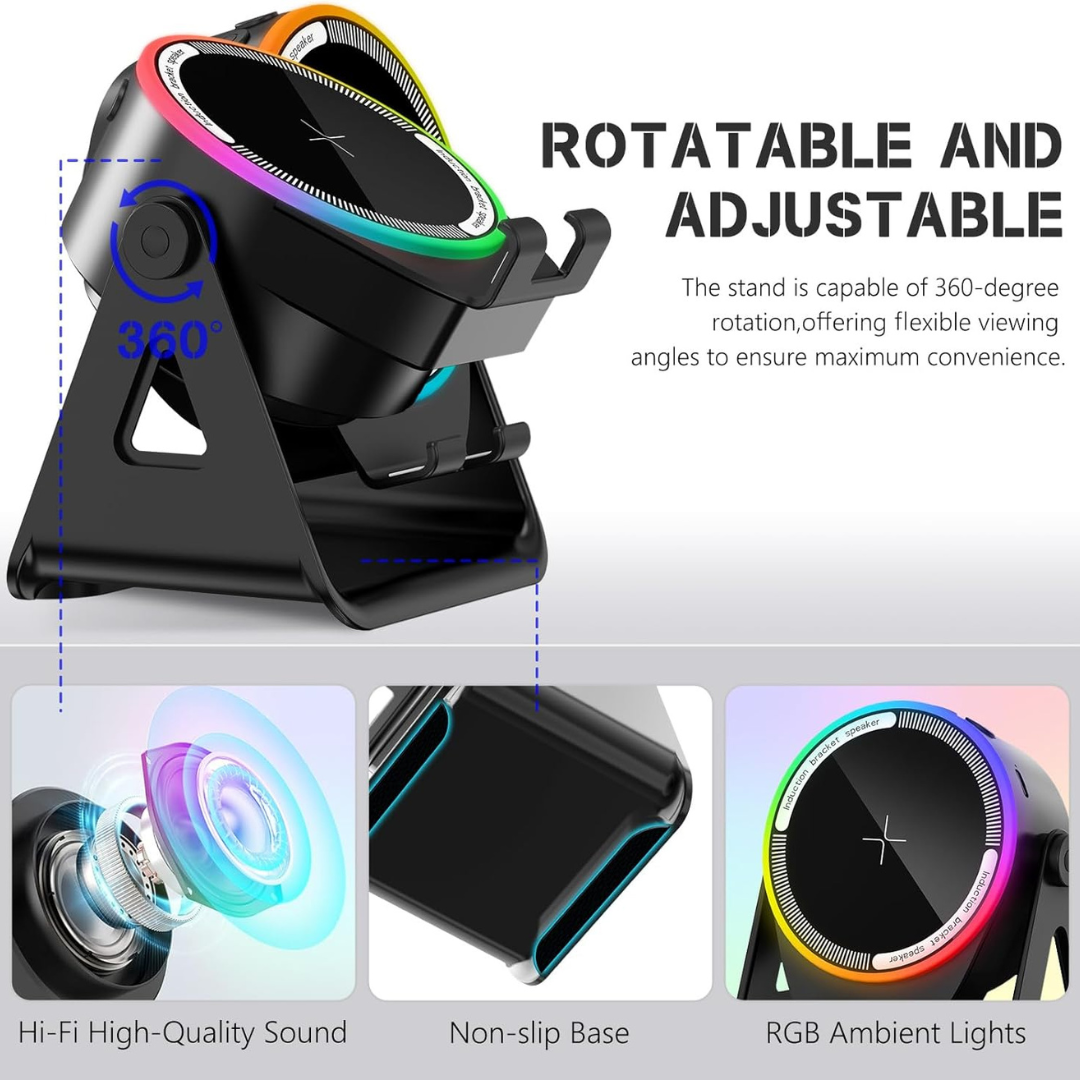 4-in-1 Wireless Induction Speaker with RGB Lights