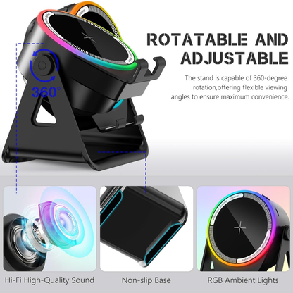4-in-1 Wireless Induction Speaker with RGB Lights